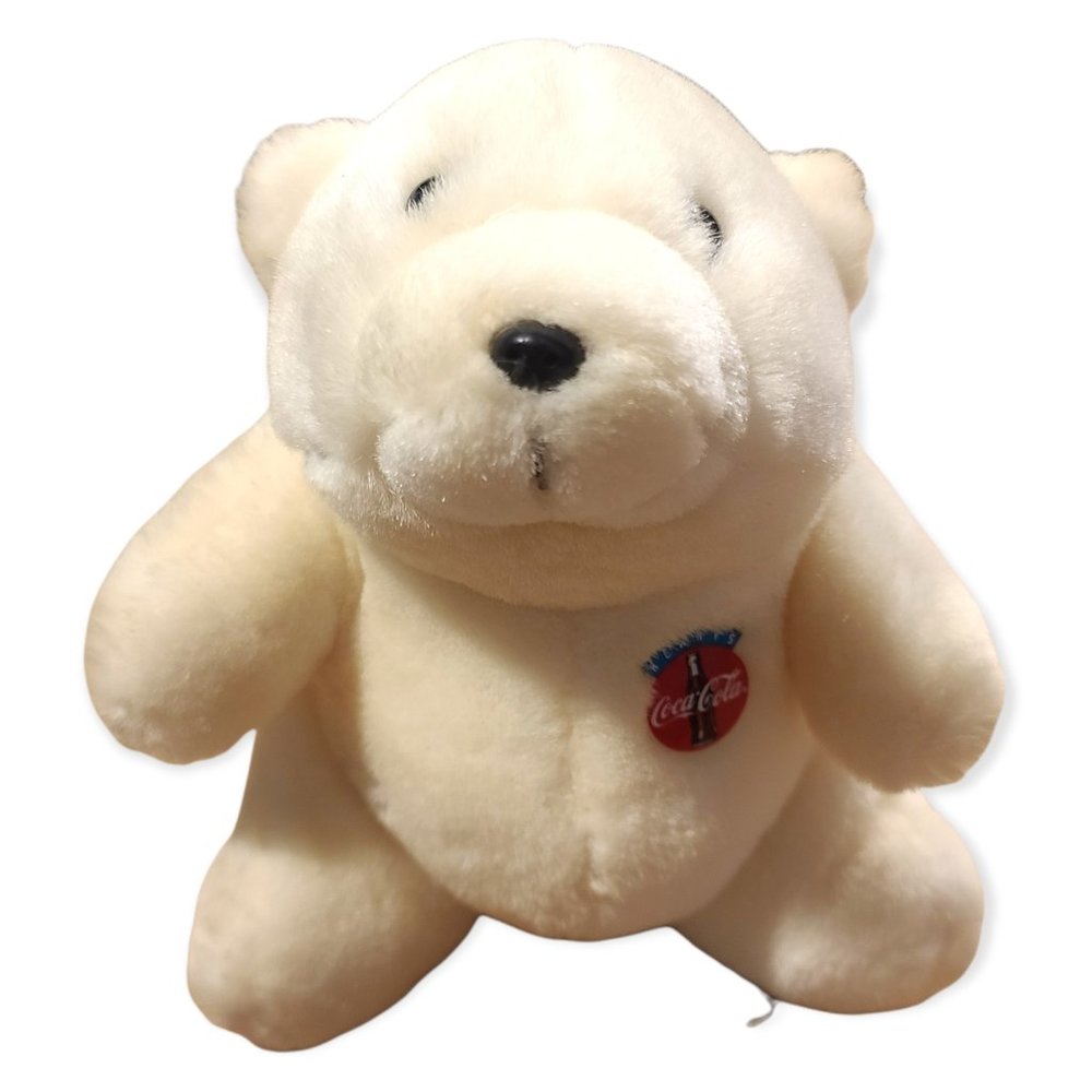 1993 White Plush Polar Bear Always Coca Cola, 7" - Stuffed Animal Collectible